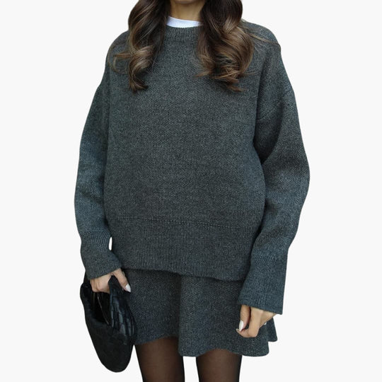Women's Lounge Set with Crewneck Sweater and Mini Skirt