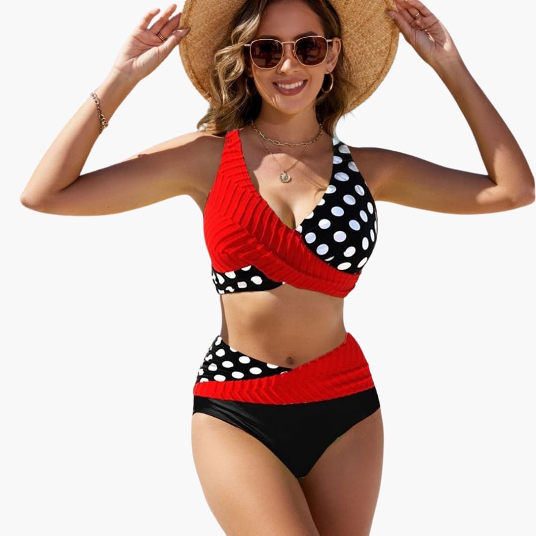 Women’s Bikini Set with Crossover Top and Adjustable Straps