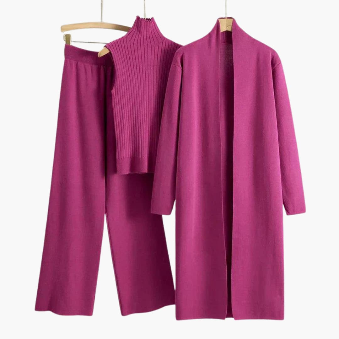 Women's Three-Piece Ribbed Knit Outfit