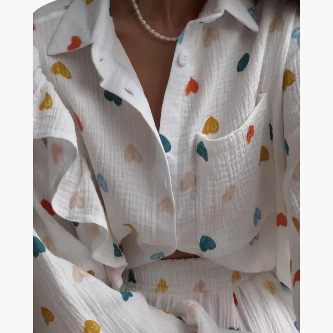 Women's Two-Piece Co-Ord Set with Button-Down Shirt and Shorts