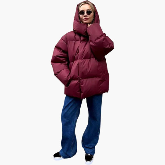 Women’s Puffer Jacket with Oversized Fit and Padded Design