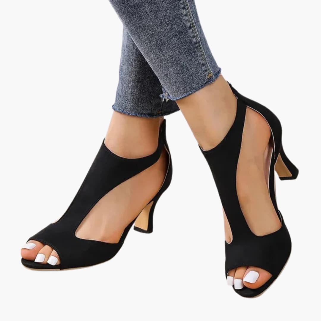 Women's Heels with Peep Toe and Zipper