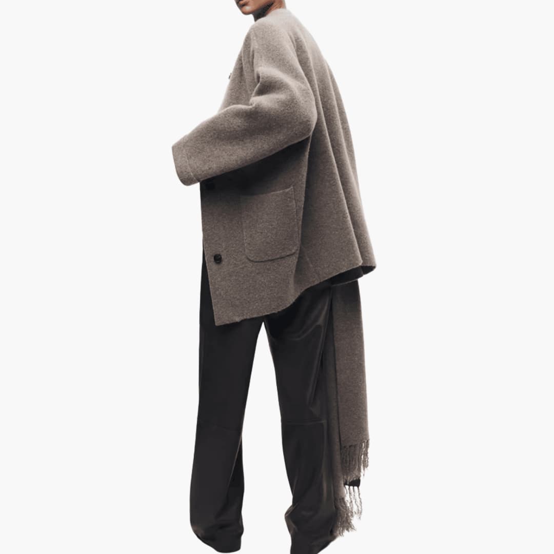 Button-Up Cardigan for Women – Cozy Knit with Matching Scarf - Made by Jessica