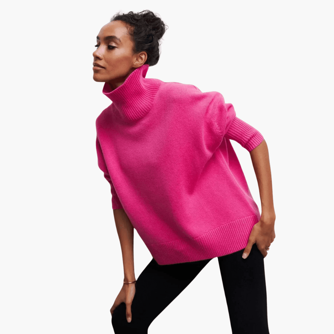 Women's Ribbed Turtleneck Jumper with Long Sleeves and Fitted Silhouette