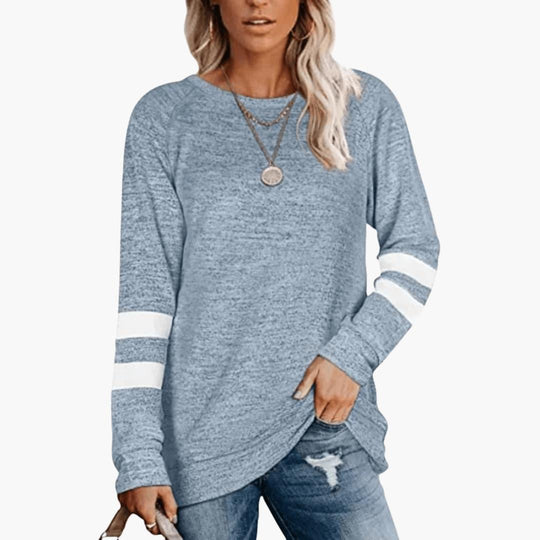 Women’s Long Sleeve Shirt with Relaxed Fit and Crew Neckline