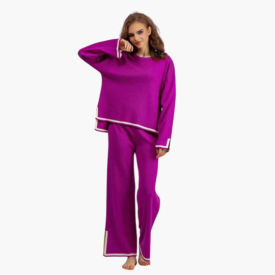 Women’s Two-Piece Set with Long-Sleeve Top and Matching Trousers