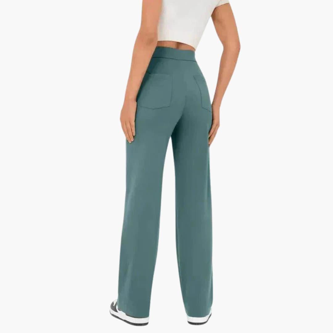 Women's Casual Trousers with Waistband and Front Pockets