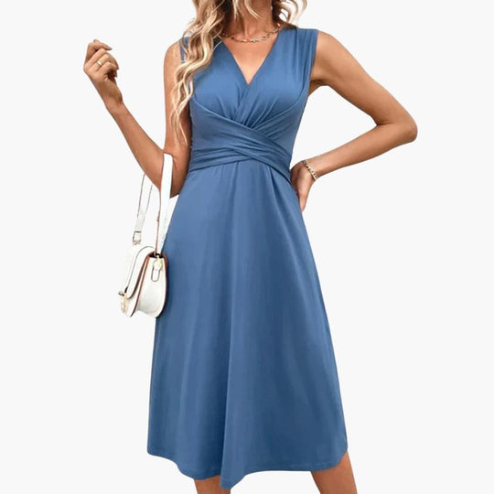 Women's Off-Shoulder Midi Dress with Smocked Waist and Puff Sleeves