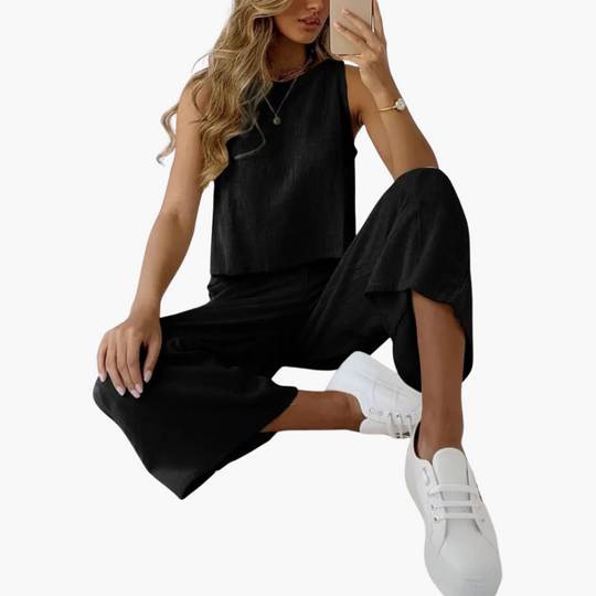 Women’s Summer Two-Piece Set with Shorts and Short-Sleeve Top