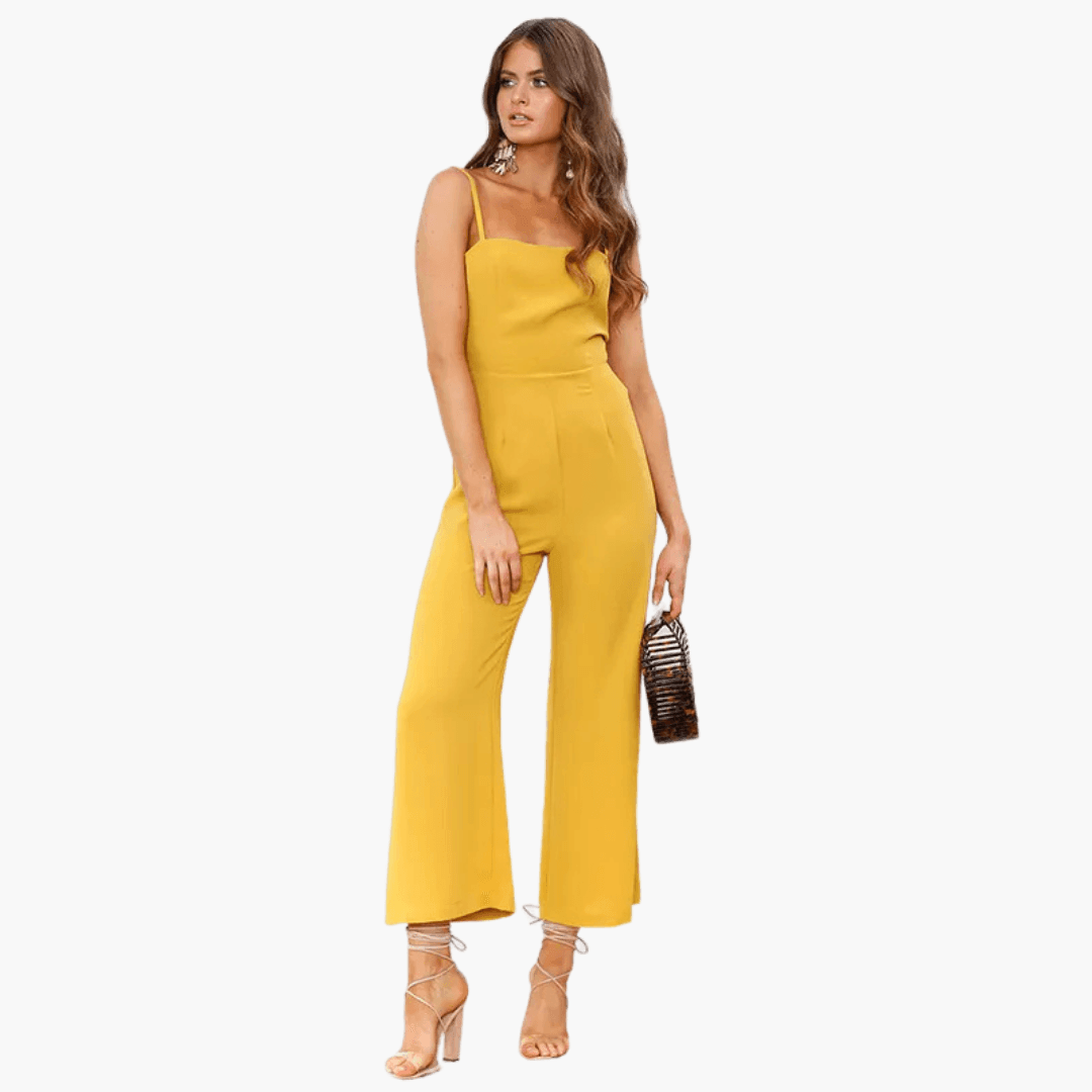 Women's Jumpsuit Dress with Spaghetti Straps and Lace-Up Back