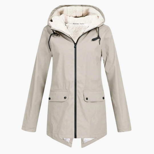Women’s Hooded Winter Coat with Button-Up Front and Long Length