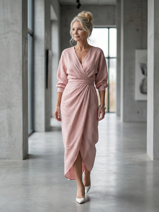 Olympia | Diagonal Drape Maxi Dress