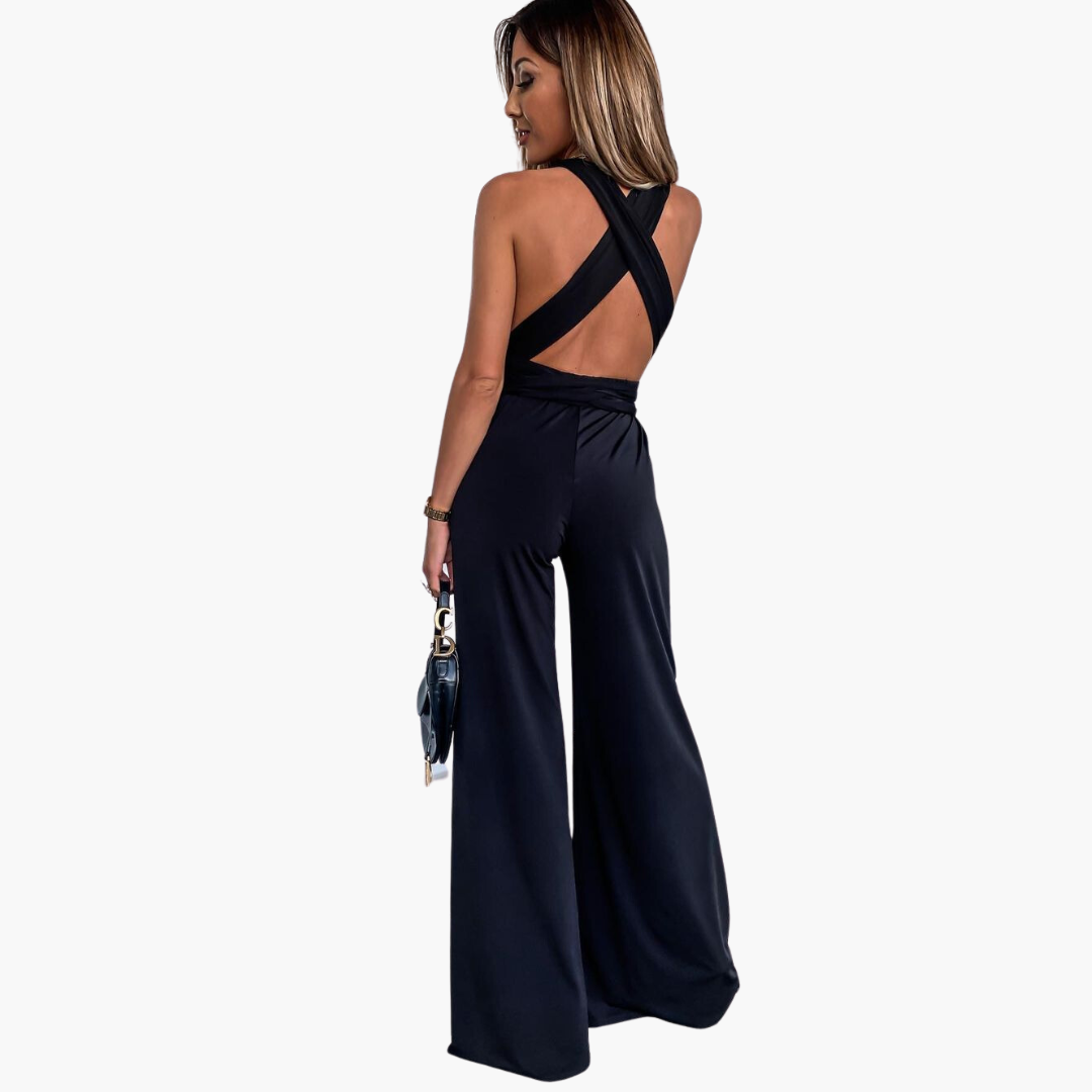 Women’s Jumpsuit with V-Neck and Wide-Leg