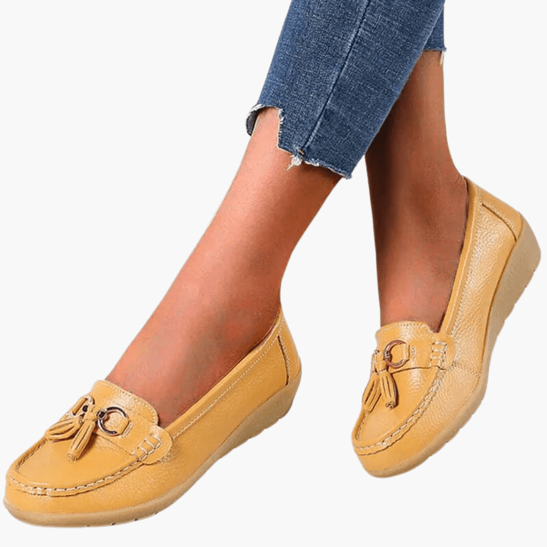 Women’s Slip-On Loafers with Tassel and Buckle Detail
