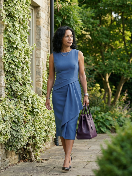 Oriel | Asymmetric Drape Midi Dress