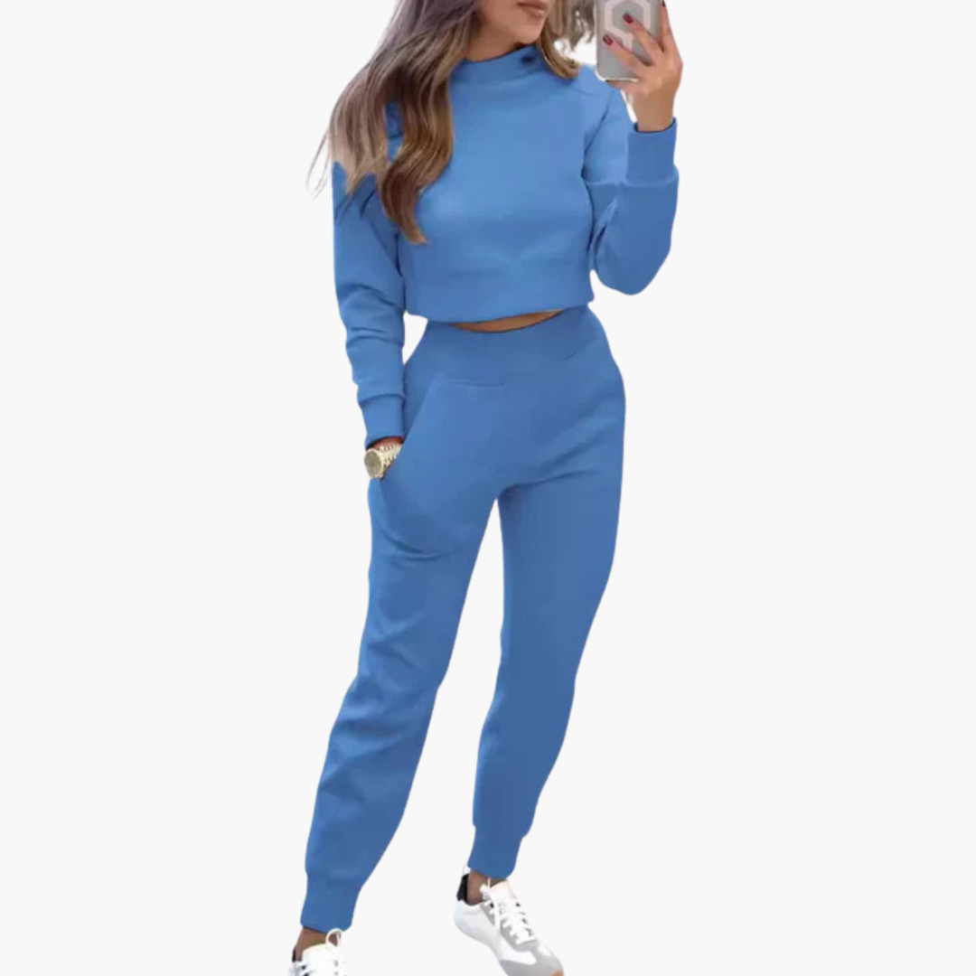 Women’s two-piece loungewear set with short top and trousers