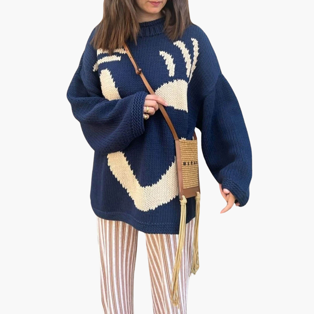 Women’s Jumper with Crew Neck and Cable Knit