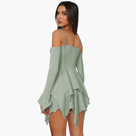 Women’s Mini Dress with Off‑Shoulder and Layered Detail