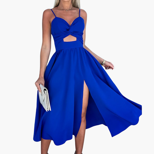 Women’s Midi Dress with Twist Front and Cut-Out