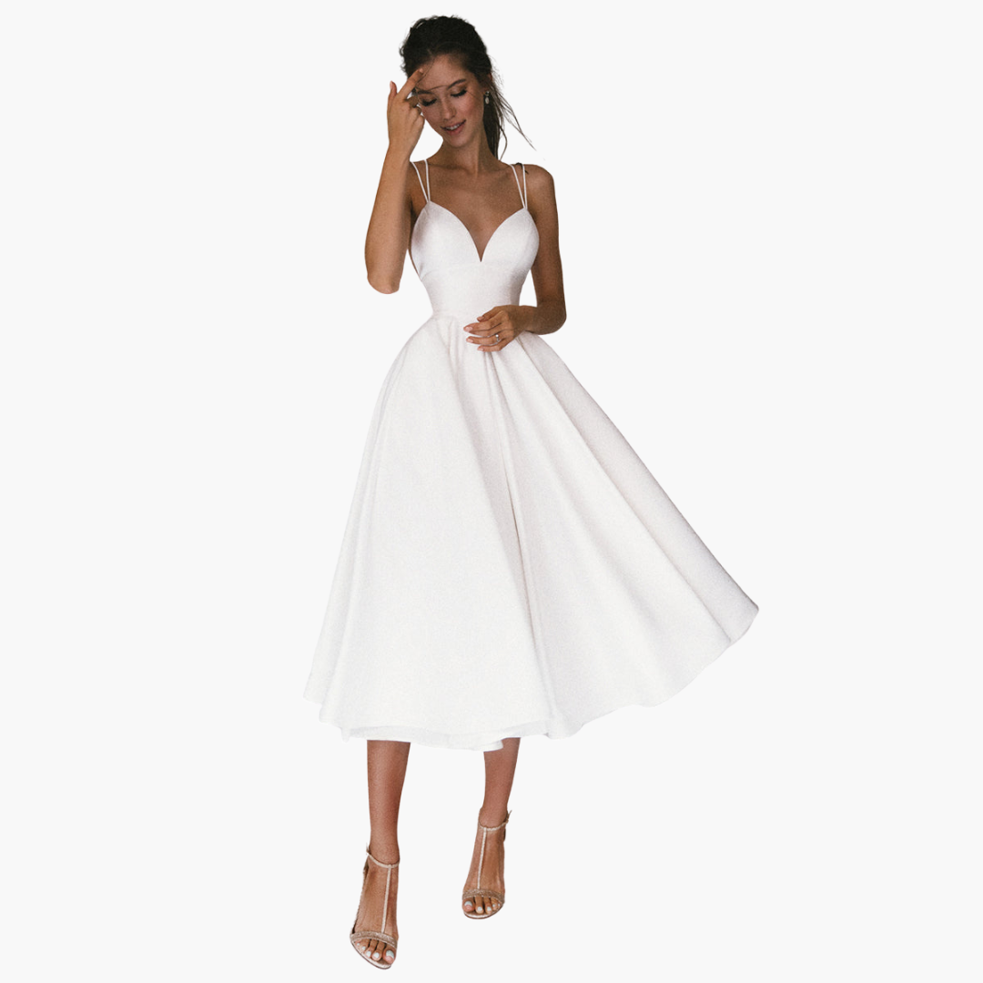 Women’s Midi Party Dress with V-Neck