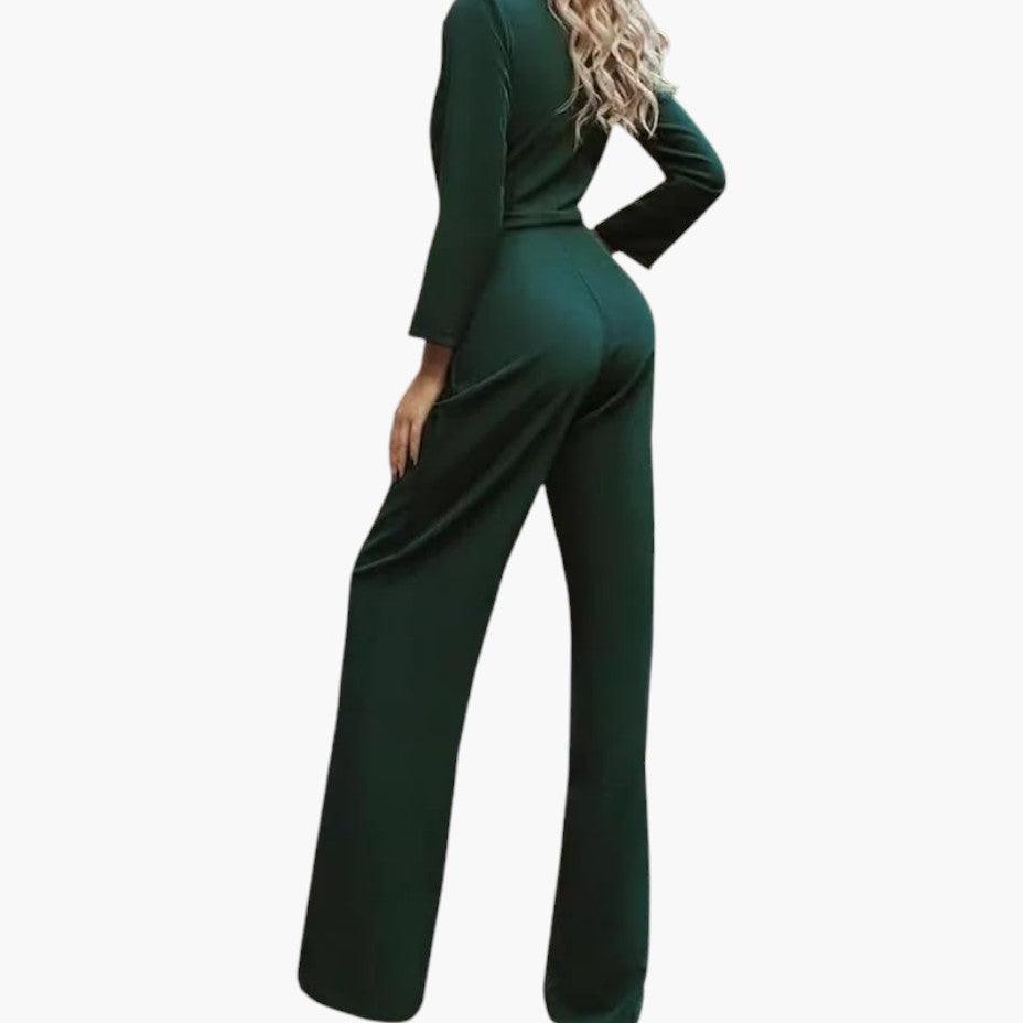 Women's Tailored Jumpsuit with Lapel Collar and Wide-Leg Cut