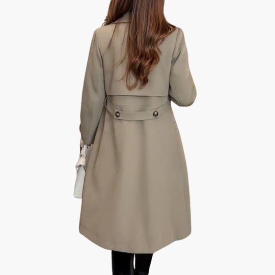 Women’s Trench Coat with Shaped Silhouette and Belted Waist