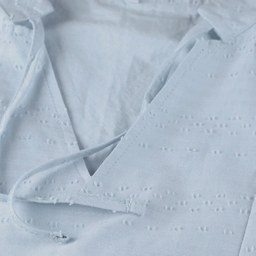 Women's Shirt Dress with Tie Neck and Side Pockets