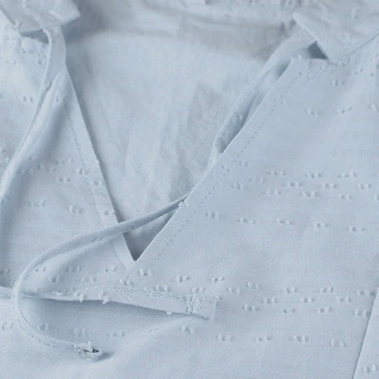 Women's Shirt Dress with Tie Neck and Side Pockets