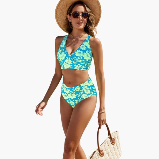 Women’s Bikini Set with Crossover Top and Adjustable Straps