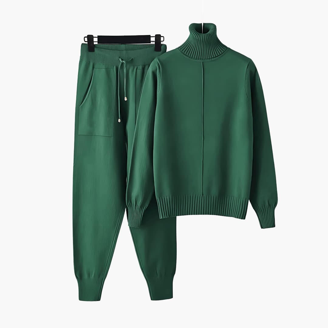 Elegant Ribbed Turtleneck Lounge Set