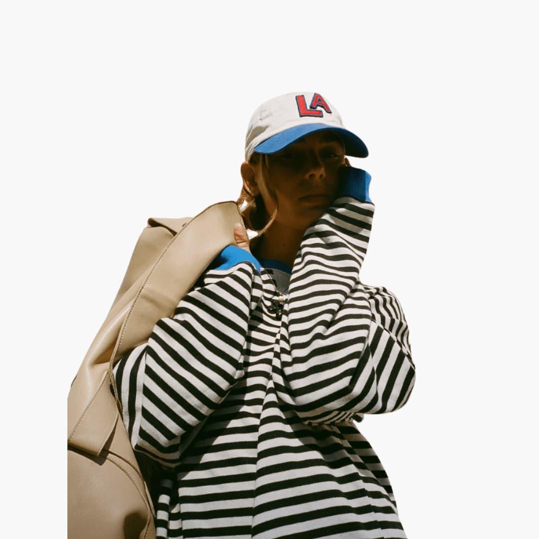 Women's Knit Jumper with Striped Pattern and Long Sleeves