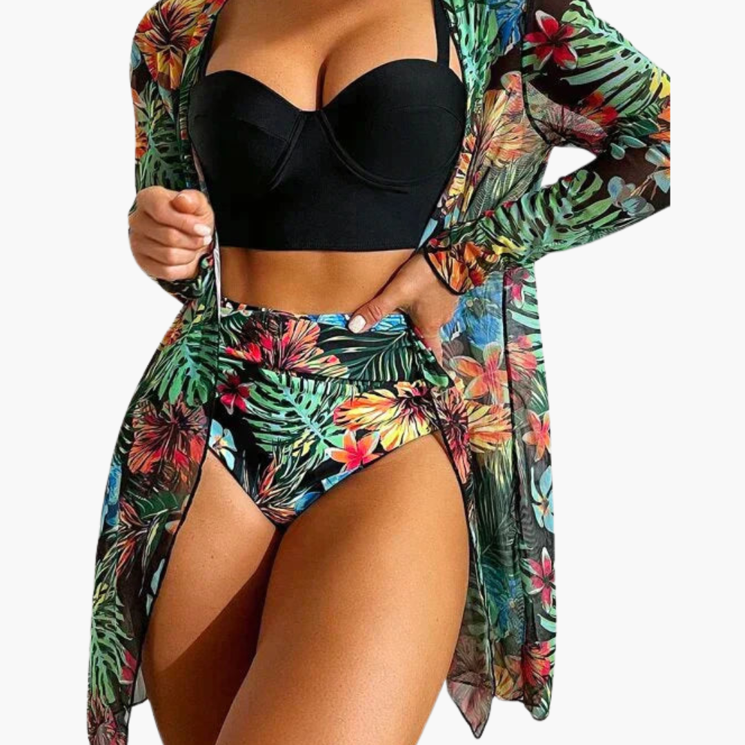Women’s Bikini Set with Sculpted Top and High-Waisted Bottoms