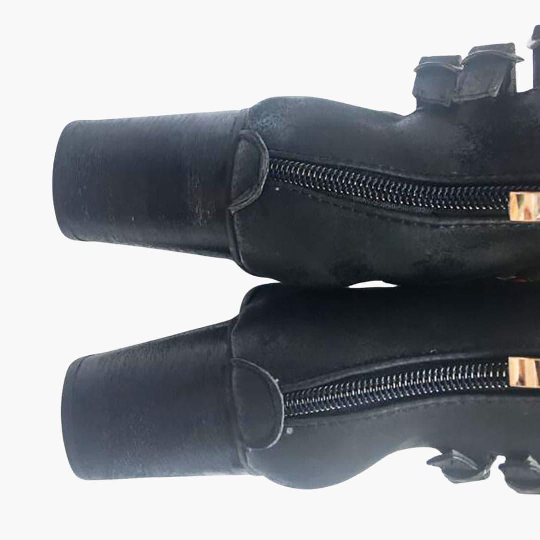 Women’s Ankle Boots with Block Heel and Buckle Detail