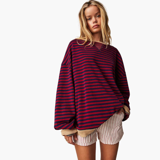 Women's Relaxed-Fit Jumper with Crew Neck and Long Sleeves