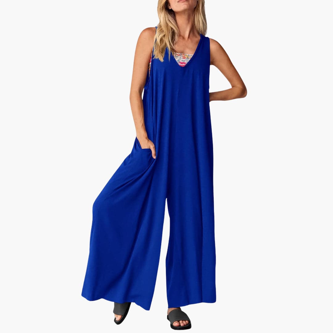 Women’s V-Neck Jumpsuit with Relaxed Fit