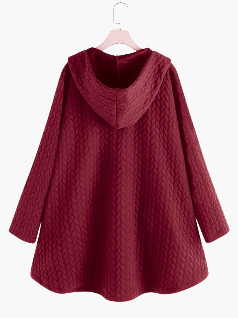 Women’s Hooded Winter Coat with Button-Up Front and Long Length