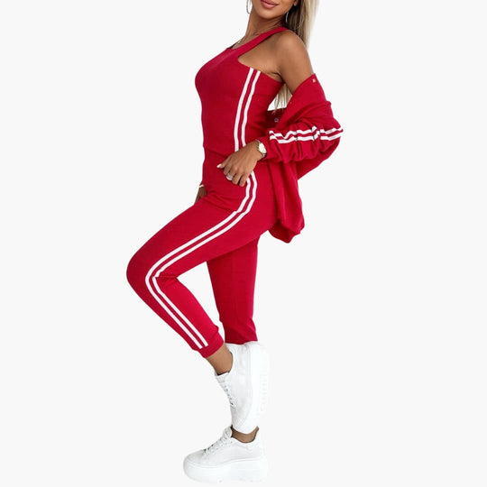 Women’s Three-Piece Set with Tank, Joggers, and Jacket