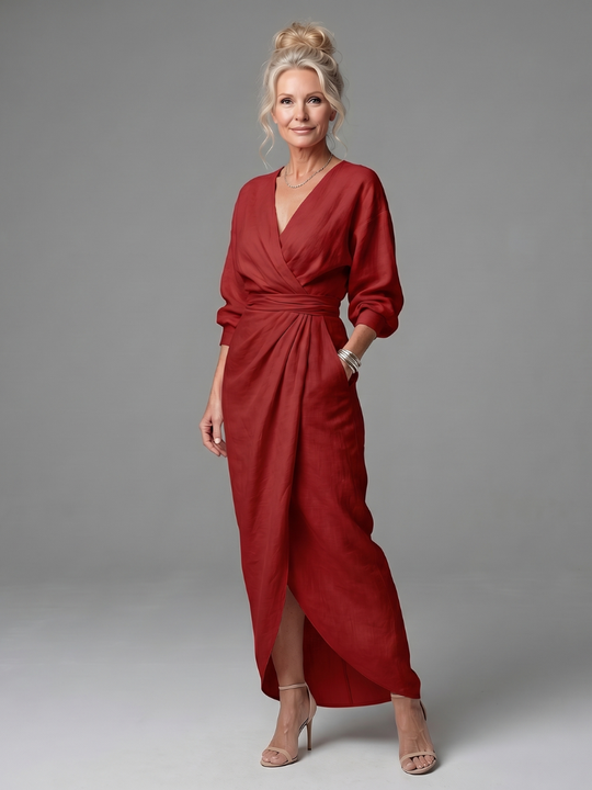 Olympia | Diagonal Drape Maxi Dress