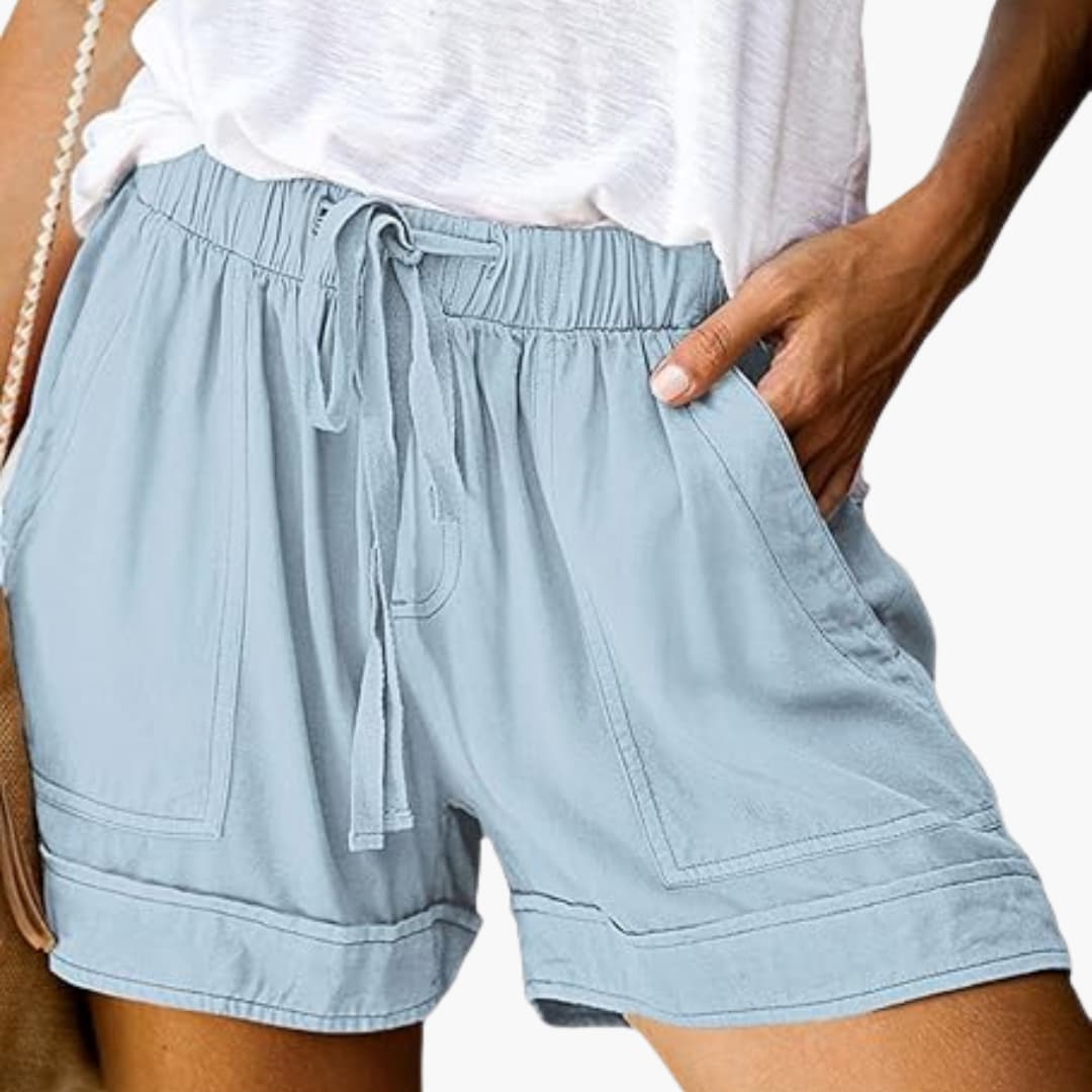 Women's Casual Summer Shorts with Elastic Waistband and Drawstring