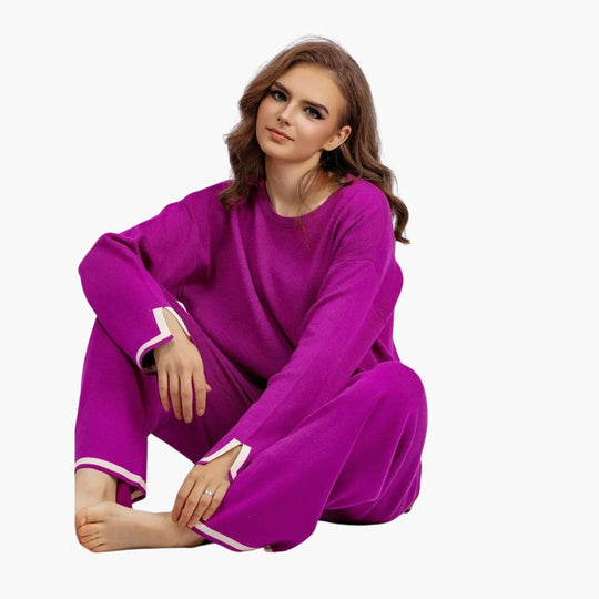 Women’s Two-Piece Set with Long-Sleeve Top and Matching Trousers