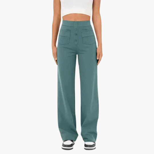 Women's Casual Trousers with Waistband and Front Pockets