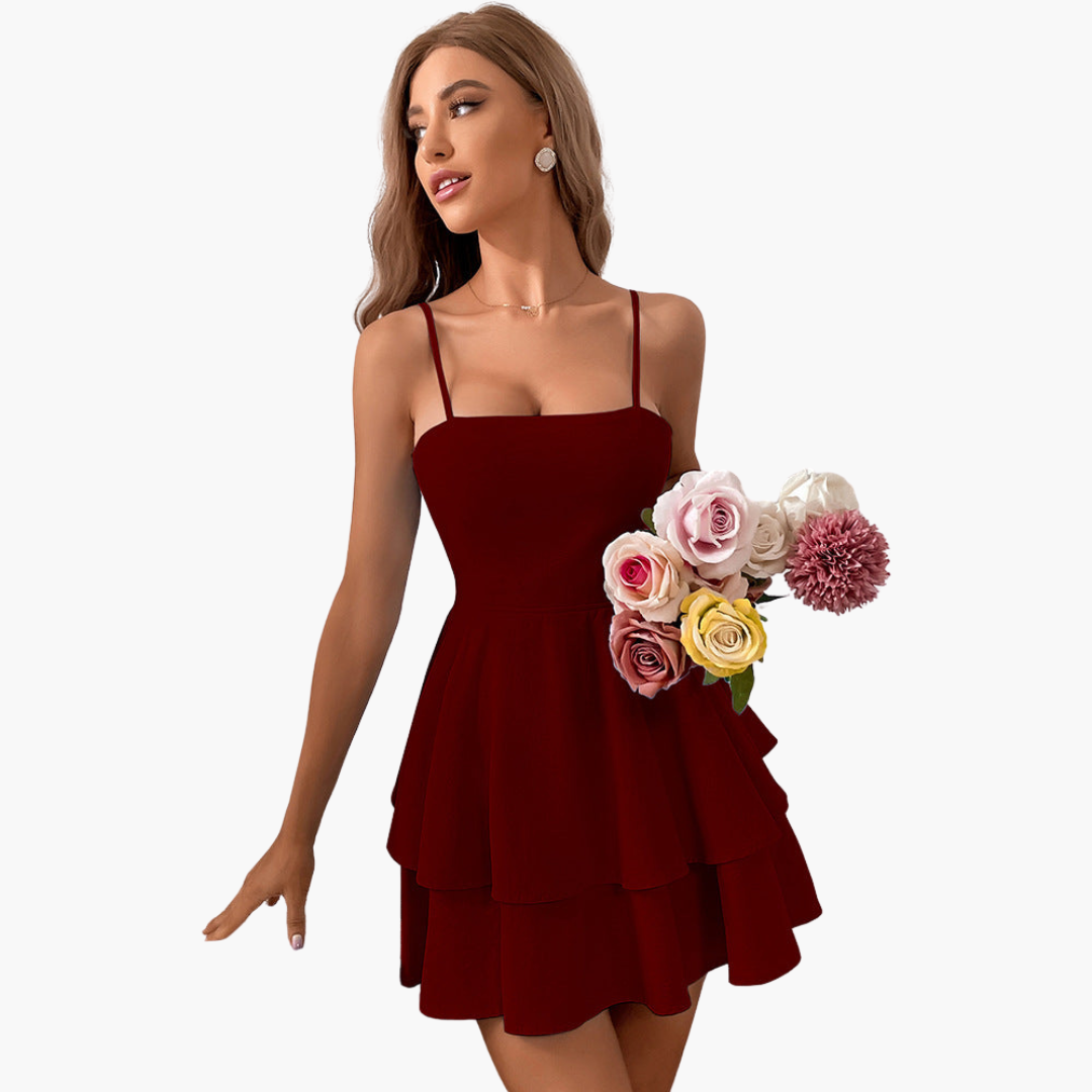 Women’s Summer Mini Dress with Spaghetti Straps and Flowy Fit