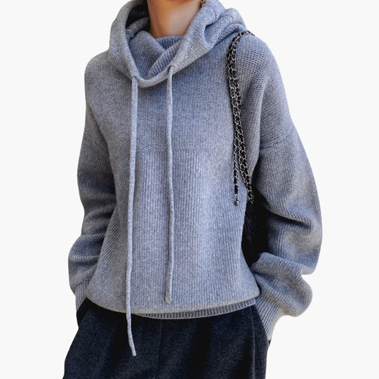 Women's Turtleneck Jumper with Long Sleeves and Drawstring Detail