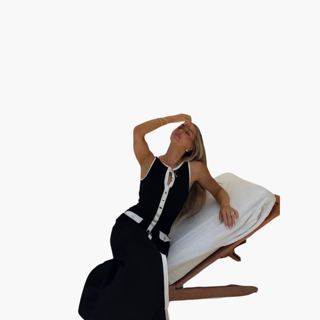 Women's Maxi Dress with Button-Front Fastening and Ribbed Texture