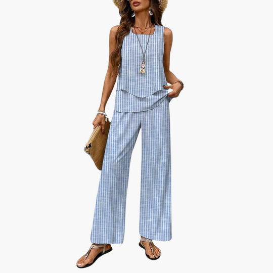 Women’s two-piece set with square neckline and trousers