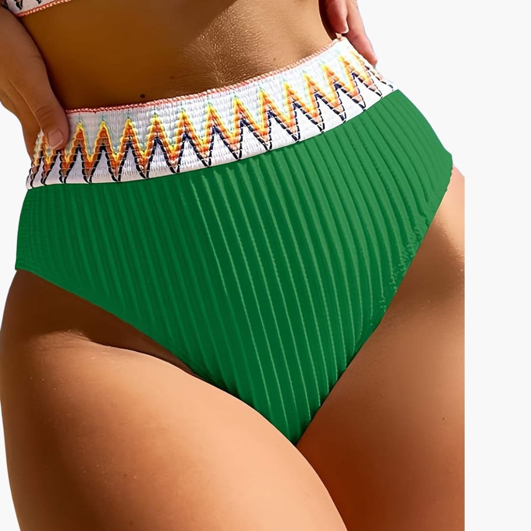 Women’s Bikini Set with Wide Straps and High-Waisted Bottoms