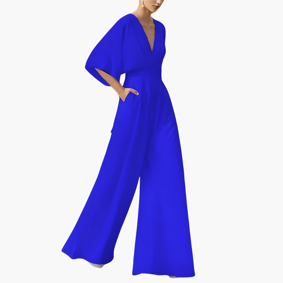 Women's Jumpsuit with Deep V-Neckline and Wide-Leg Silhouette