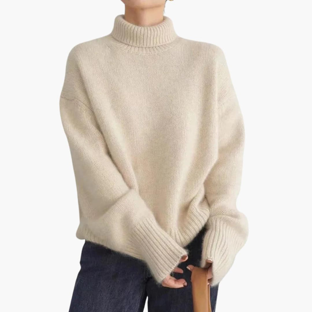 Women's Turtleneck Jumper with Long Sleeves and Ribbed Hem