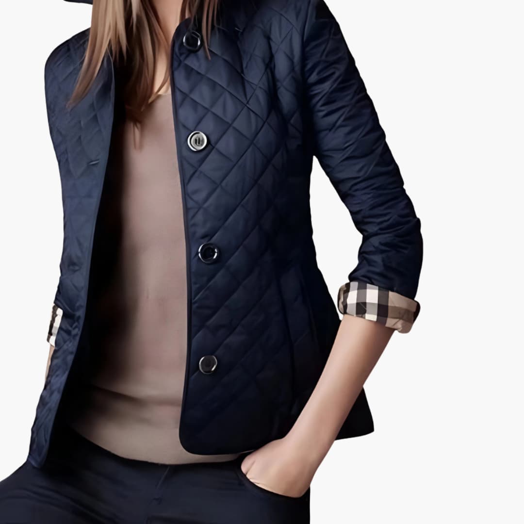 Women's Winter Jacket with Quilted Texture and Button Front