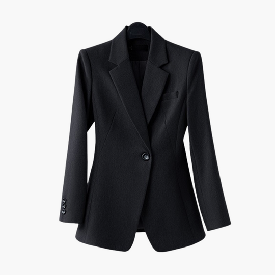 Women's Blazer Set with Single Button and Straight Leg Trousers